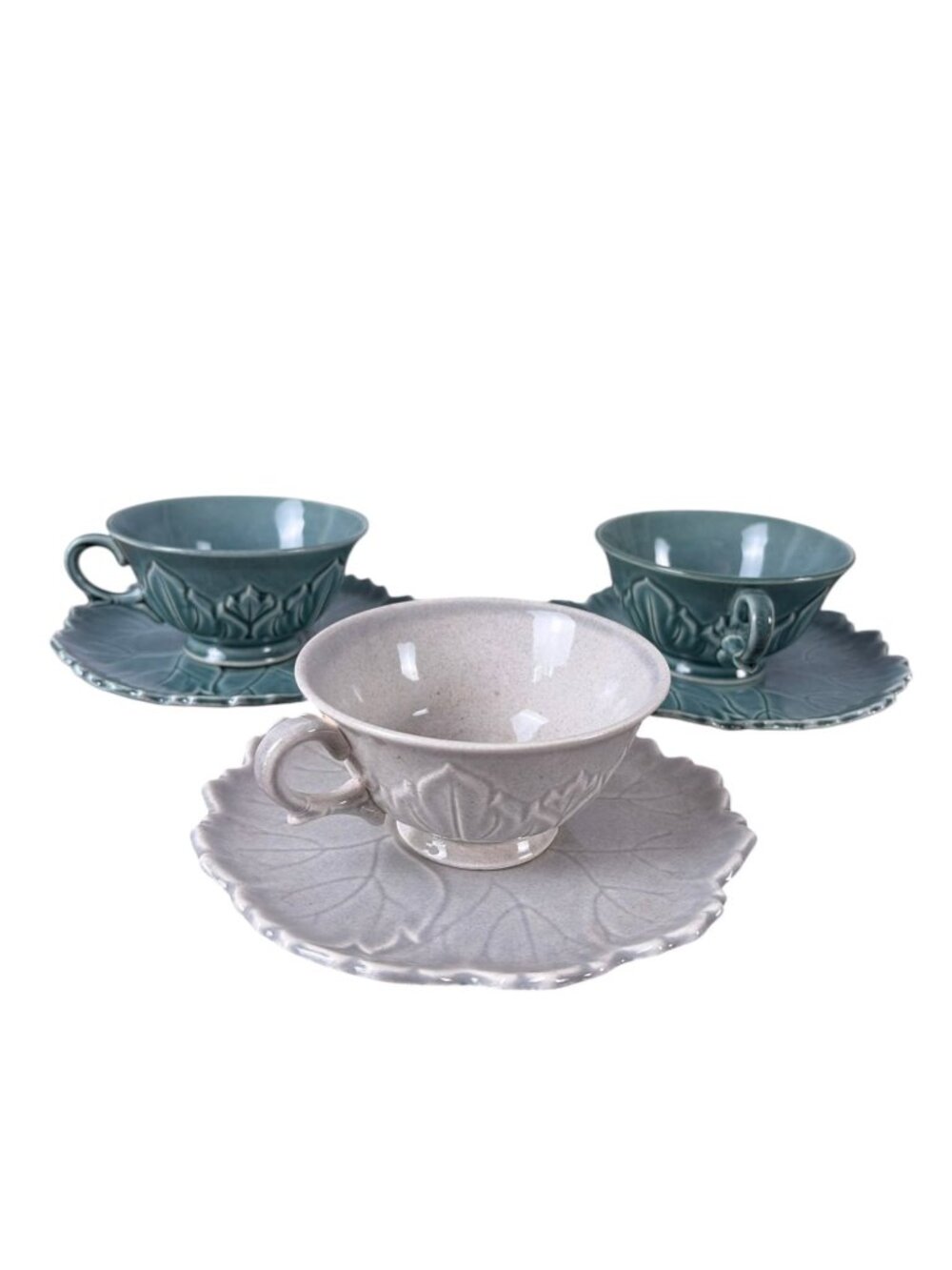 Vintage Steubenville Woodfield Seafoam Green + Dove Grey Tea and Toast Snack Set